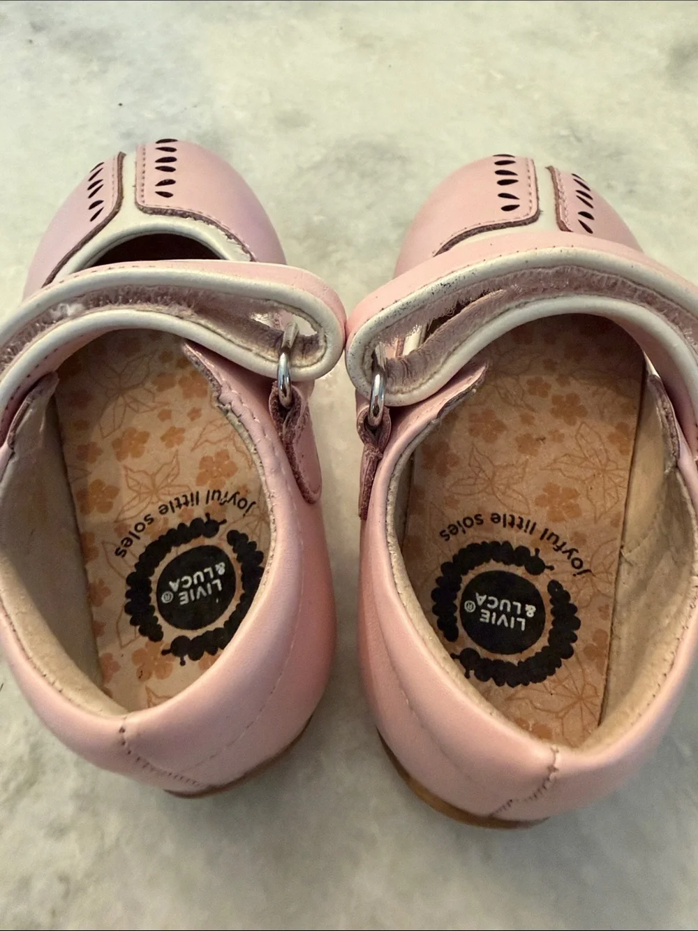 Girls Pink Mary Jane Dress Shoes with Hook-and-Loop Strap